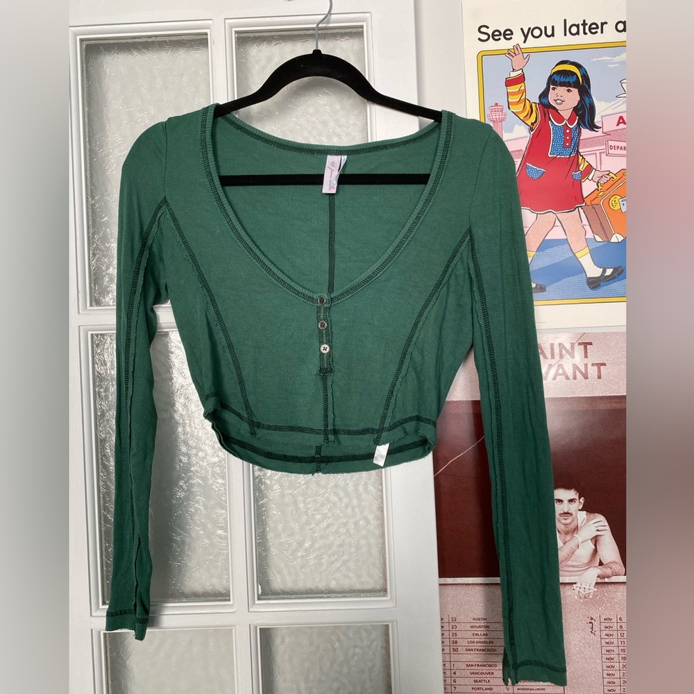 Urban Outfitters Out From Under Green Long sleeve Crop top